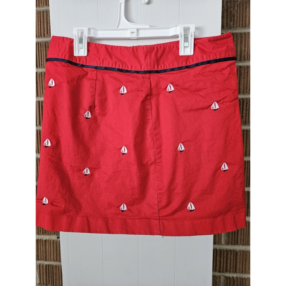 Vineyard Vines Sailboat Mini Skirt Women Size 4 Red Nautical Preppy Cotton